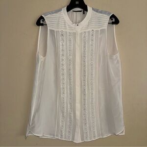 Massimo Dutti Cream Ivory Sheer 100% Mulberry Silk Blouse Tank Top No Size